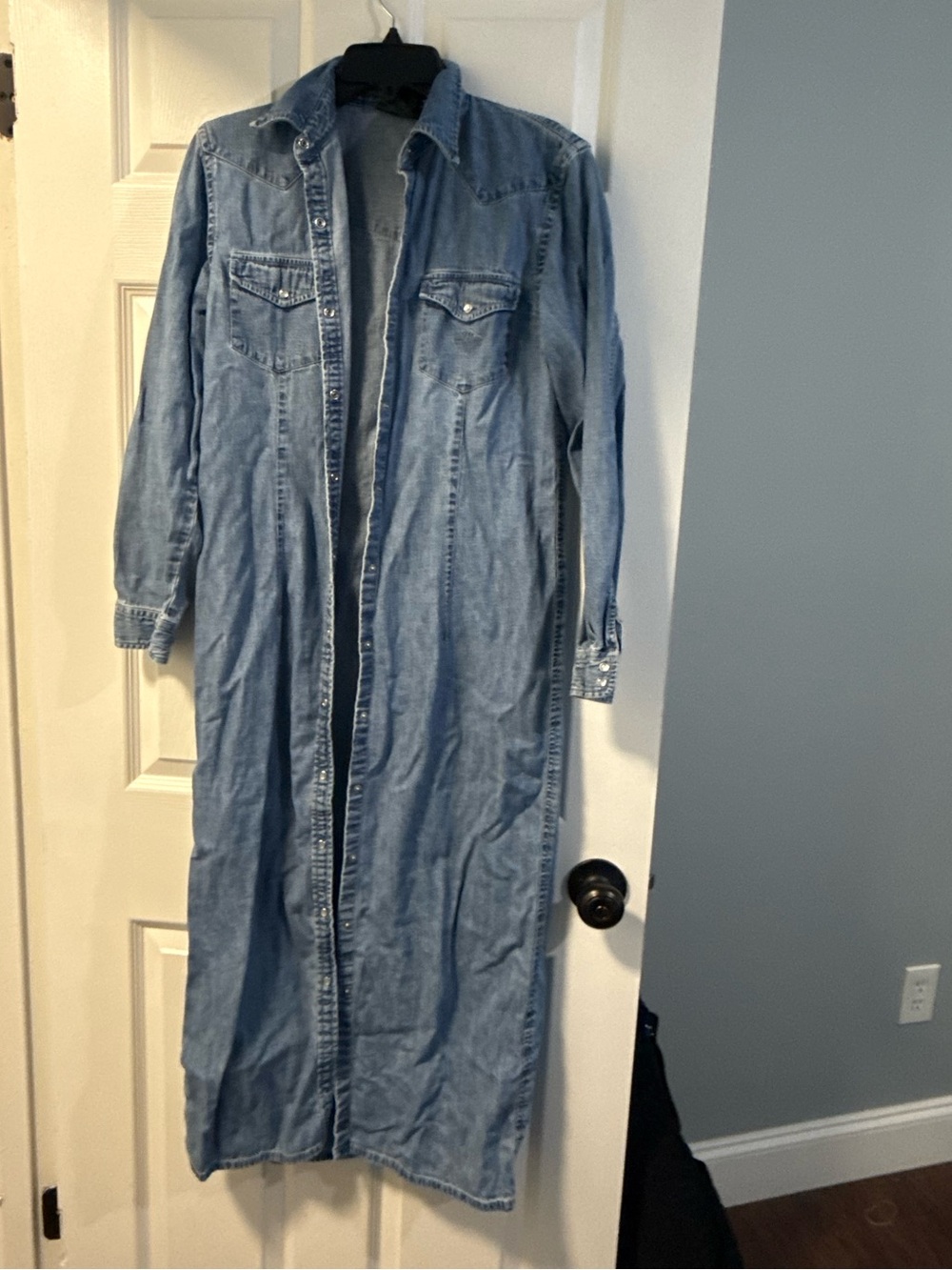 Ralph Lauren Light Blue Denim Maxi Shirt Dress - vintage